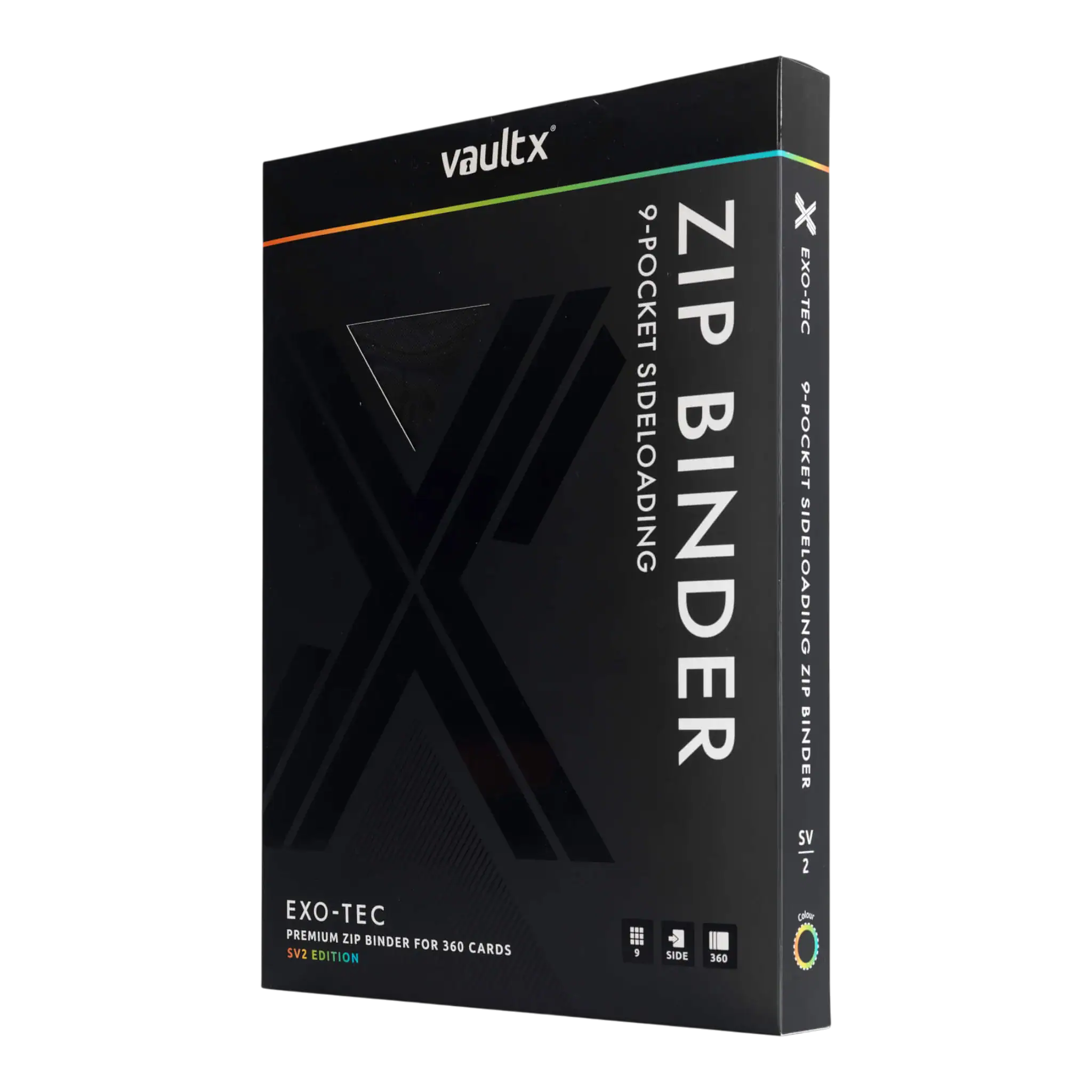 Vault X 9-Pocket Exo-Tec® Zip Binder SV2 6 Zip binder for storing and organising 9-pocket sleeves. Ideal for card collectors and organisers.