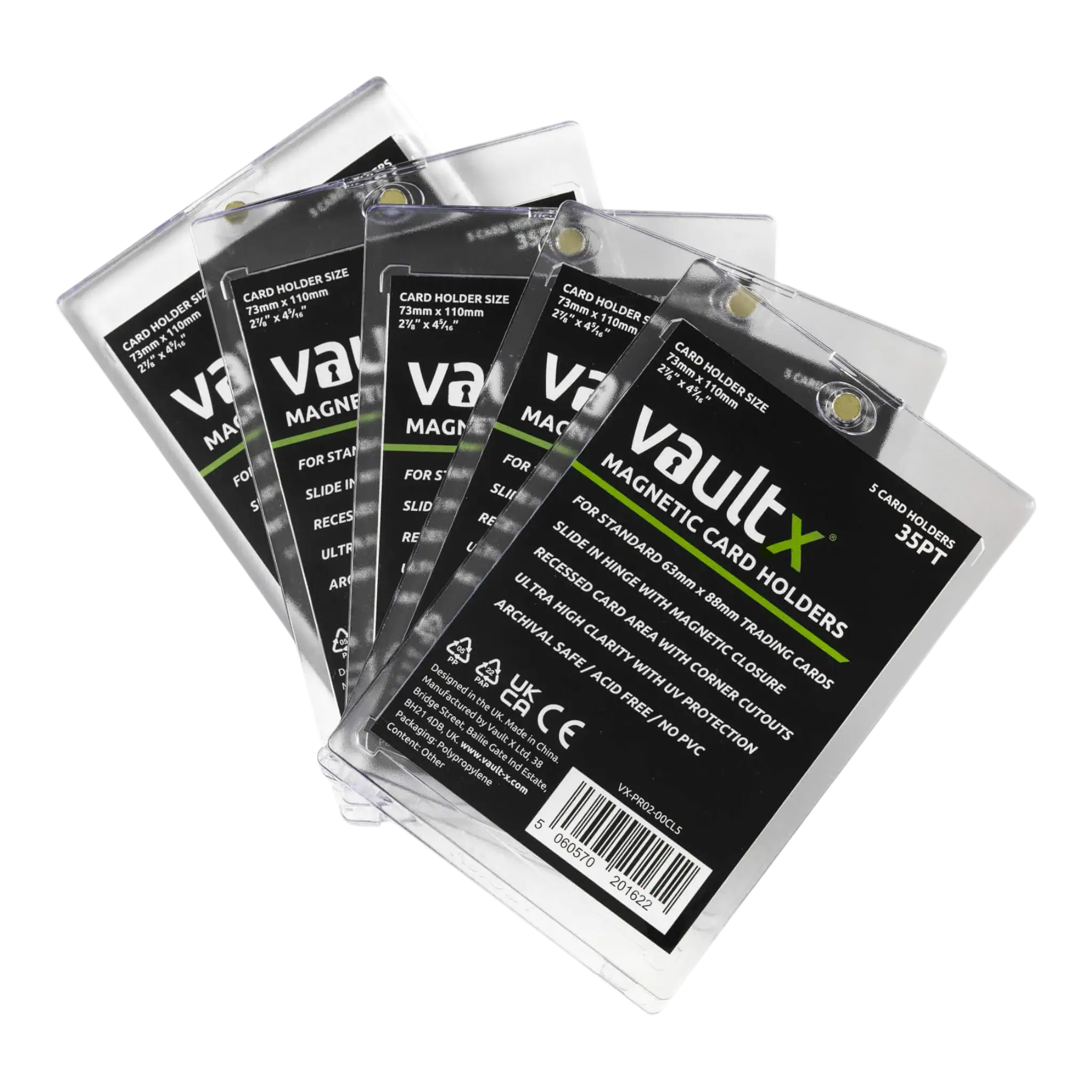 Vault X Magnetic Card Holders 35pt (5 Pack) 8 Pack of five Vault X magnetic card holders for secure storage and organisation.