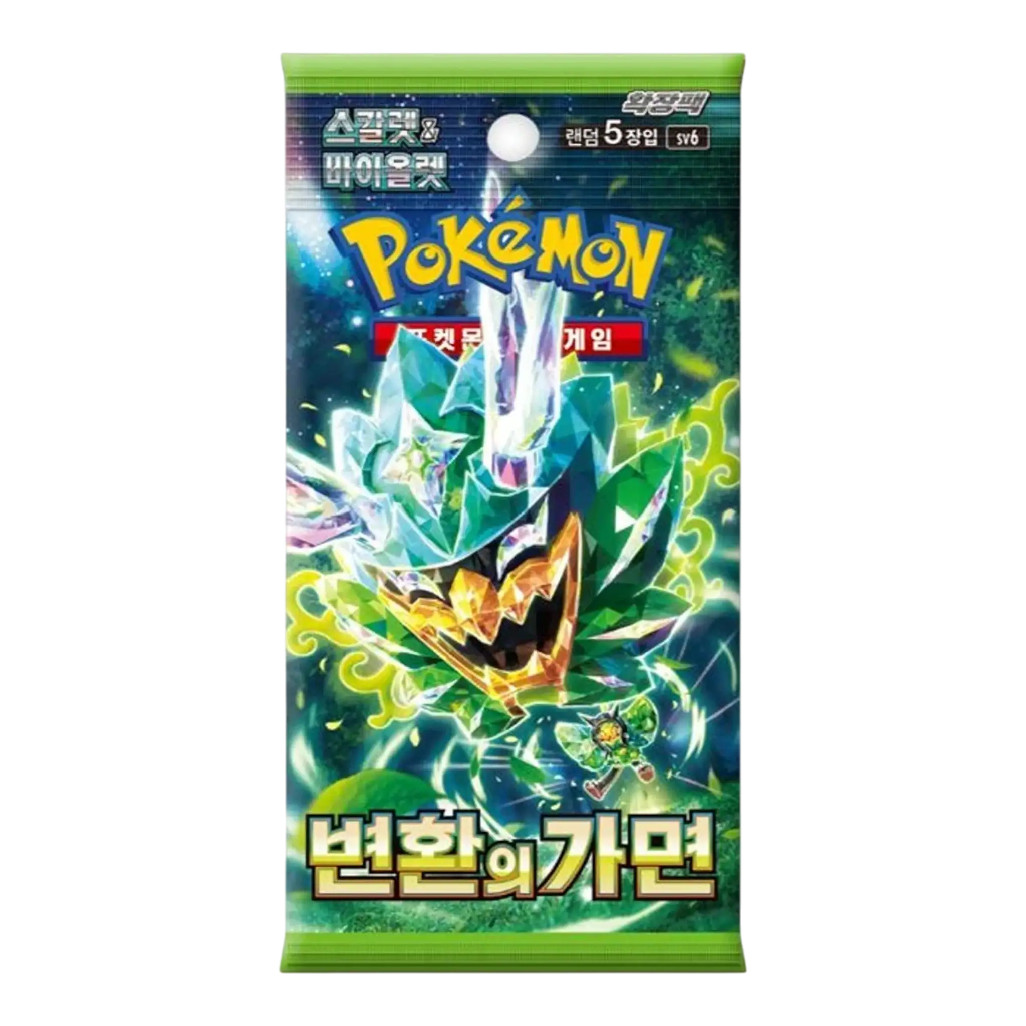Pokémon Mask Of Change Korean Booster Pack (5 Cards) 1 Pokémon trading card booster pack featuring Eternatus VMAX artwork.