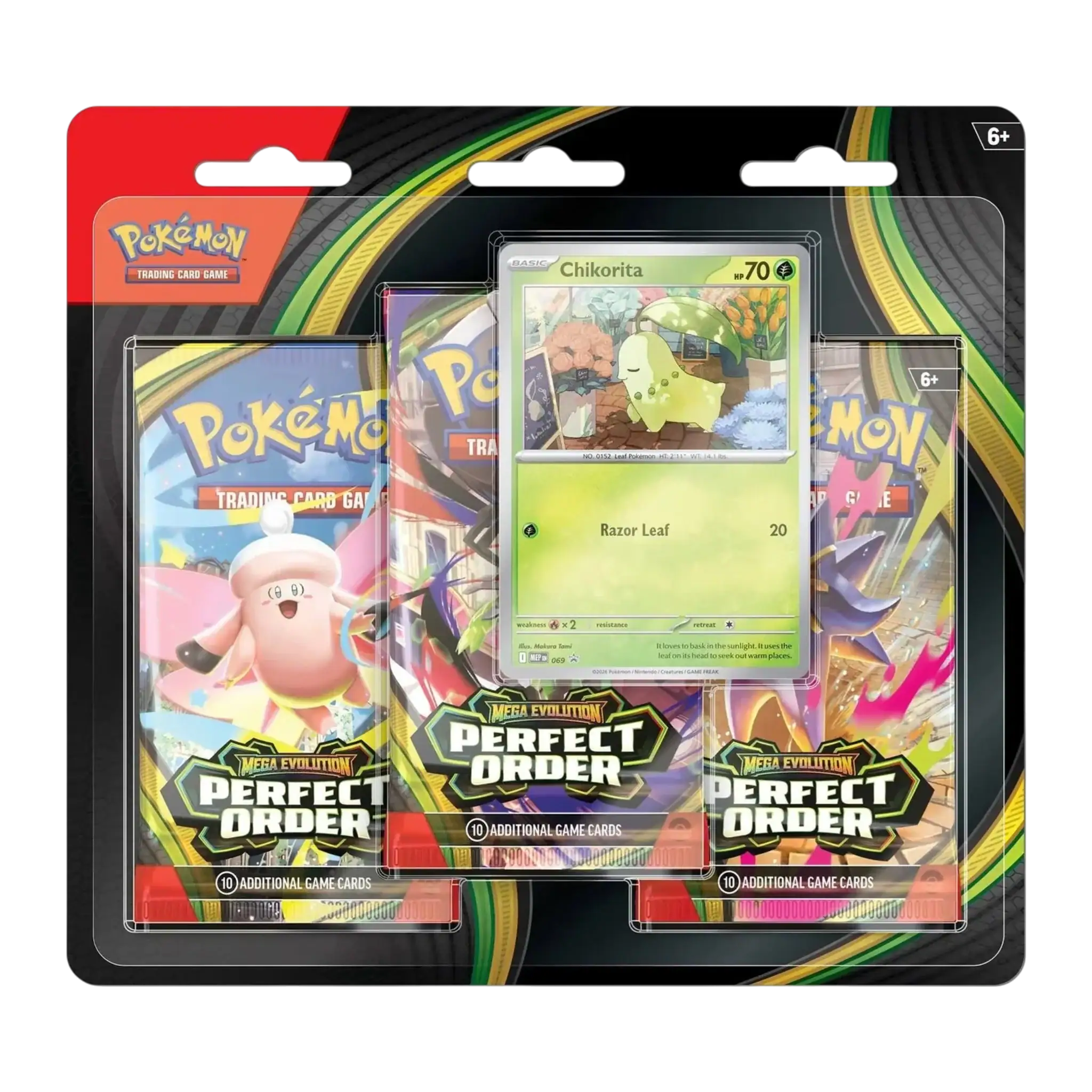 Pokémon Mega Evolution Perfect Order 3 Pack Blister Chikorita 1 Pokémon Mega Evolution Perfect Order 3 Pack Blister Chikorita