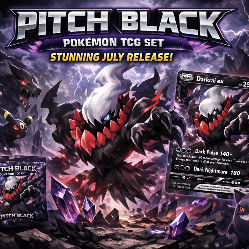 Illustration of Pitch Black Pokémon TCG Set: Stunning July Release with Mega Darkrai ex