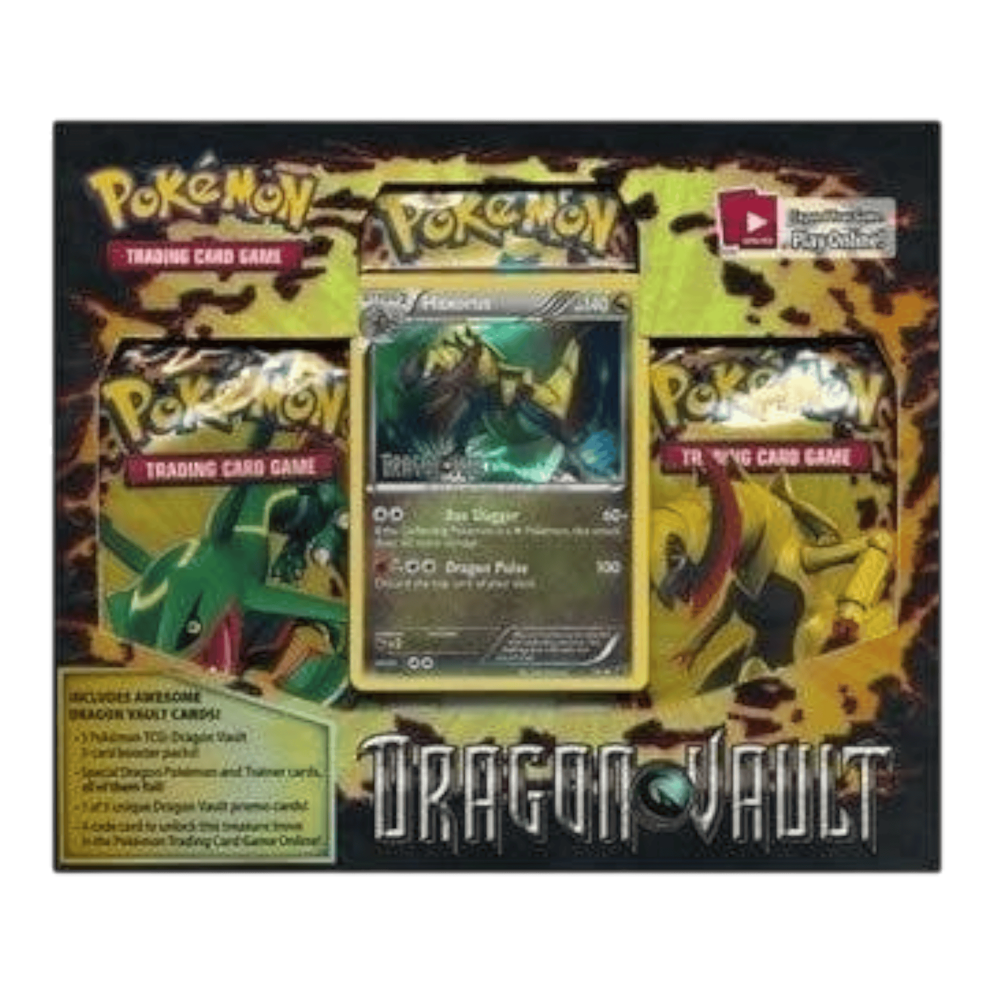 Pokémon 3 Pack Blister Set : Haxorus - Dragon Vault 1 Pokémon Dragon Vault Haxorus blister pack with Pokémon trading cards and Haxorus card.