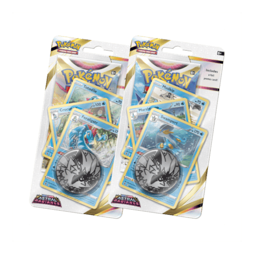 Pokémon Astral Radiance Sleeved Booster Pack with Pokémon cards and coin.