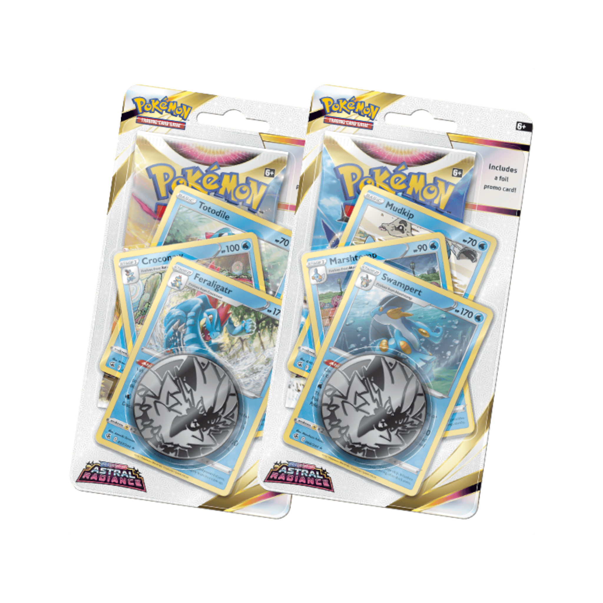 Pokémon Astral Radiance Sleeved Booster Pack 1 Pokémon Astral Radiance Sleeved Booster Pack with Pokémon cards and coin.