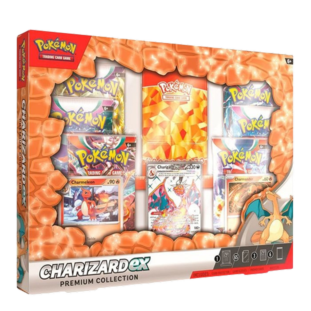 Pokémon Charizard EX Premium Collection Box 1 Pokémon Charizard EX Premium Collection with cards and accessories.
