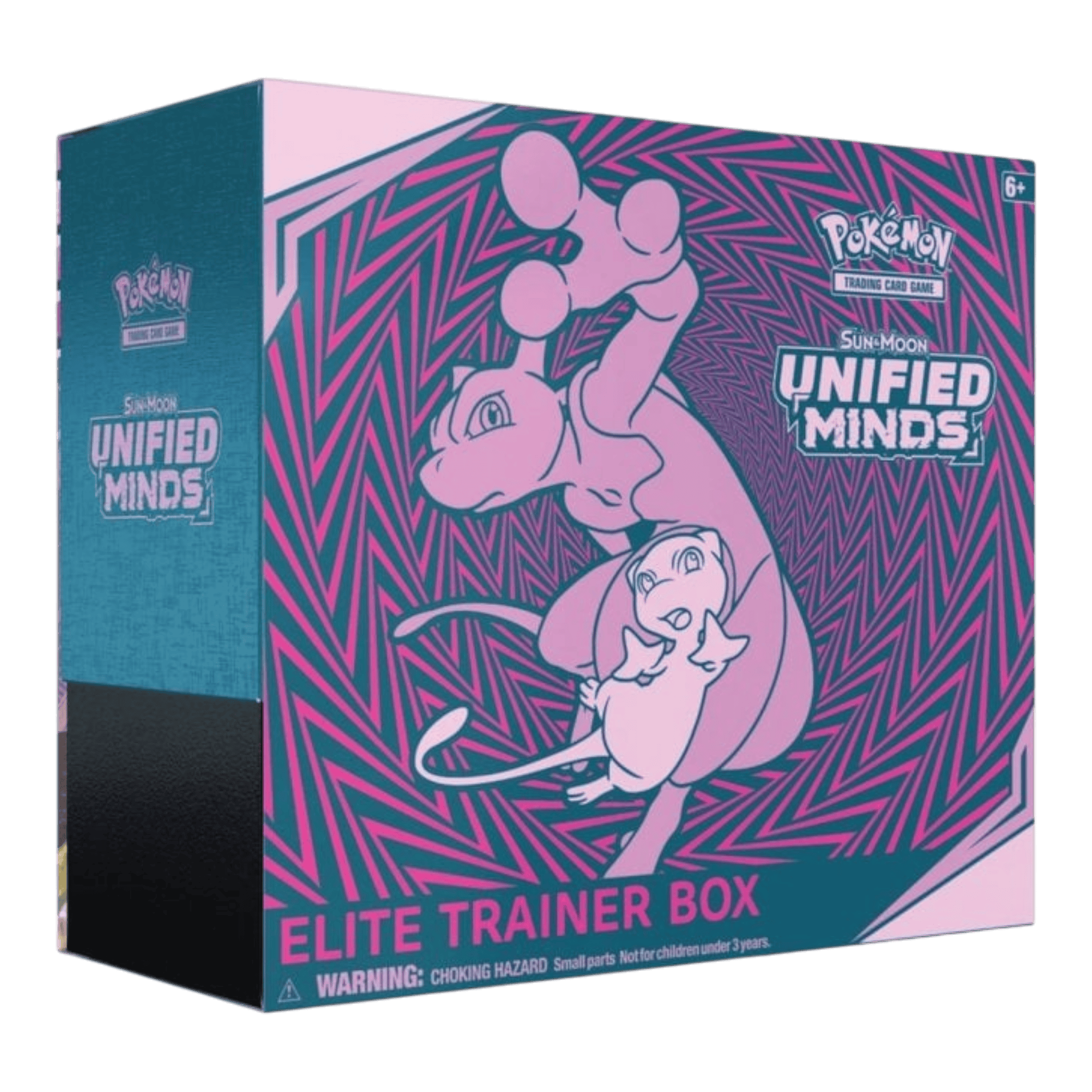Pokémon Sun and Moon Unified Minds Elite Trainer Box 1 Pokémon Sun and Moon Unified Minds Elite Trainer Box with Pokémon and Mewtwo artwork.