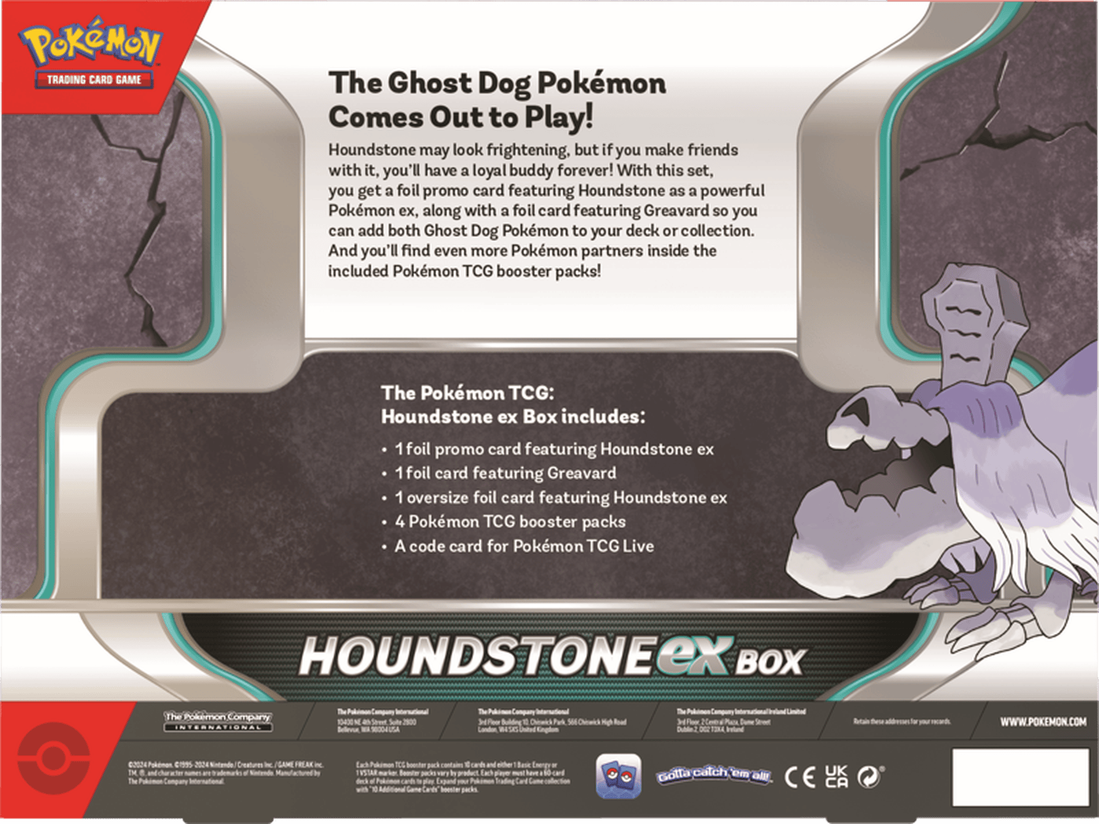 Pokémon Houndstone EX Collection Box 2 Houndstone EX Pokémon TCG collection box with Ghost Dog Pokémon theme.