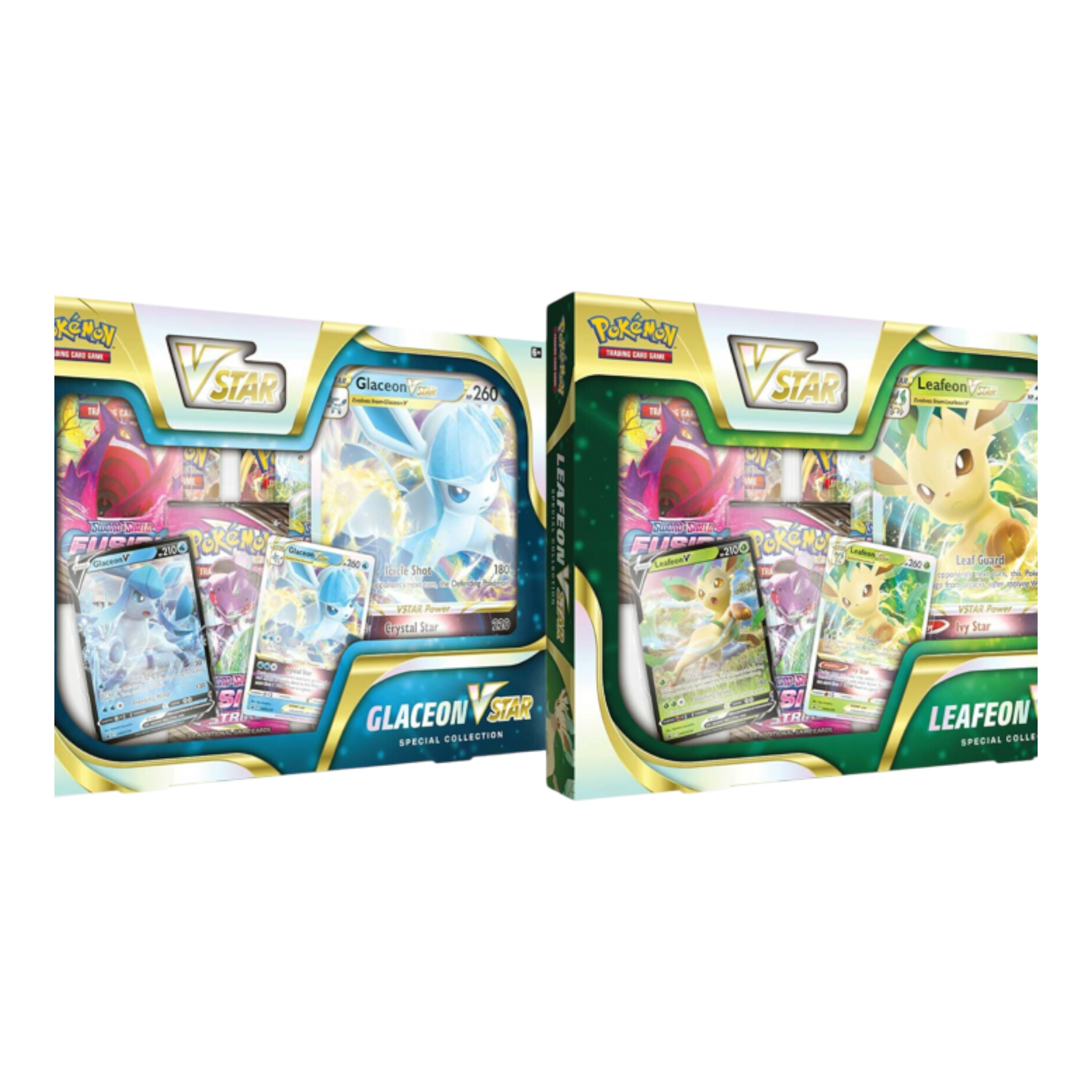 Pokémon Leafeon V-Star / Glaceon V-Star Special Collection Box Set of Two 1 Pokémon Leafeon V-Star and Glaceon V-Star special collection boxes with cards.