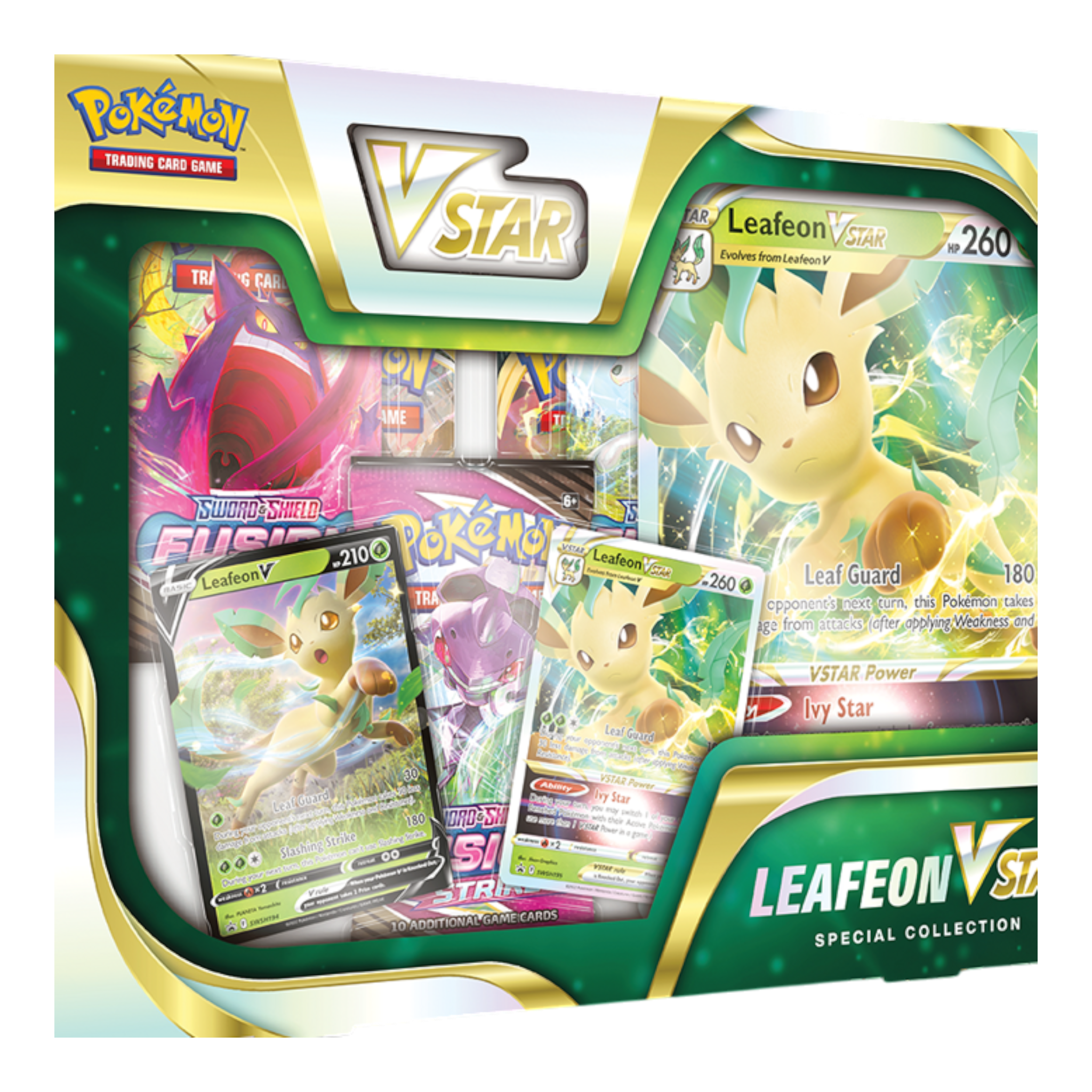 Pokémon Leafeon V-Star Special Collection Box 1 Pokémon Leafeon V-Star collection box with cards and accessories.