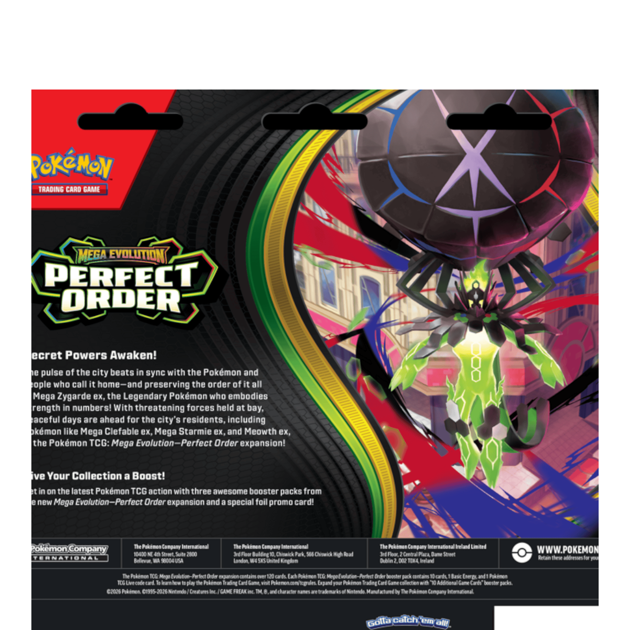 Pokémon Mega Evolution Perfect Order 3 Pack Blister Chikorita 3 Pokémon Mega Evolution Perfect Order blister pack with Chikorita.