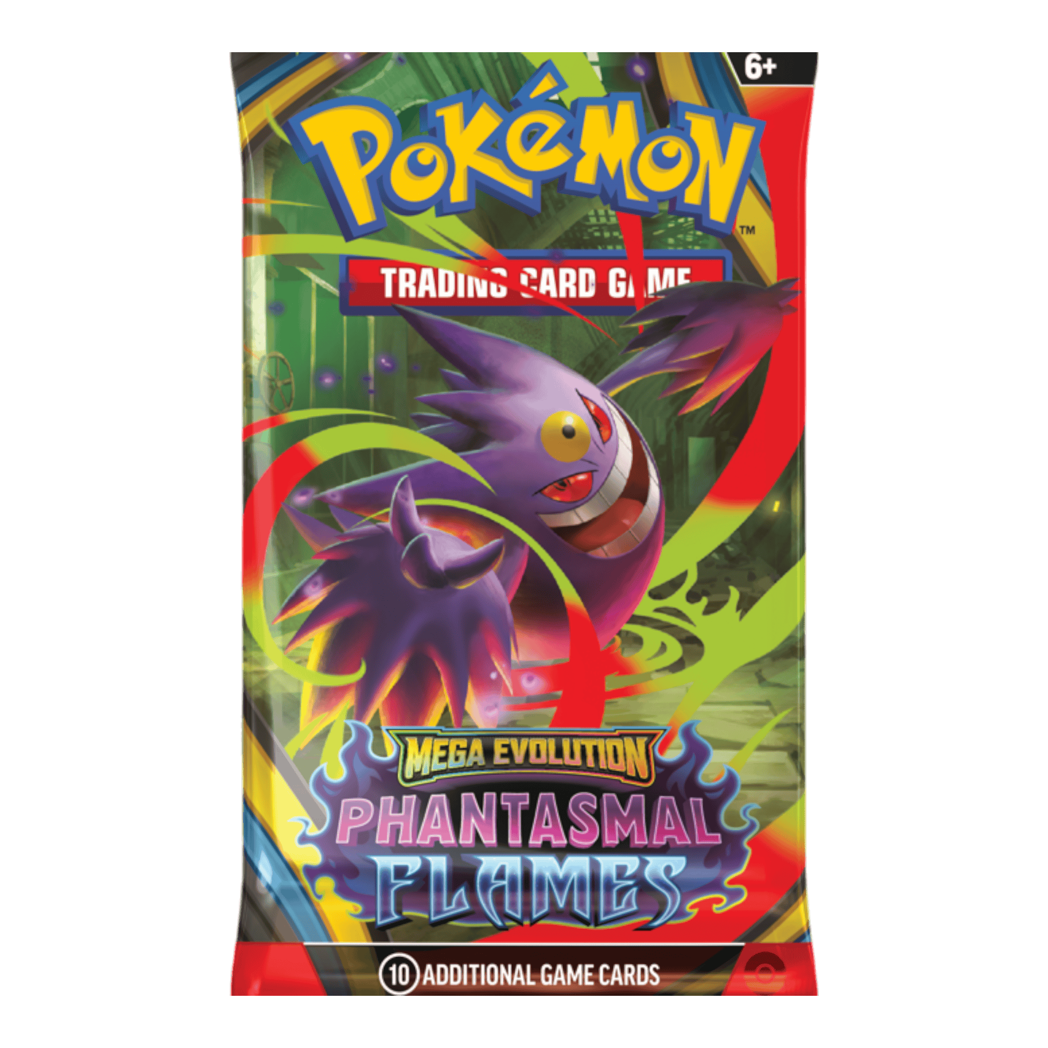 Pokémon Mega Evolution Phantasmal Flames Booster Pack (10 Cards) 2 Booster pack featuring Pokémon Mega Evolution Phantasmal Flames with 10 trading cards for collectors.