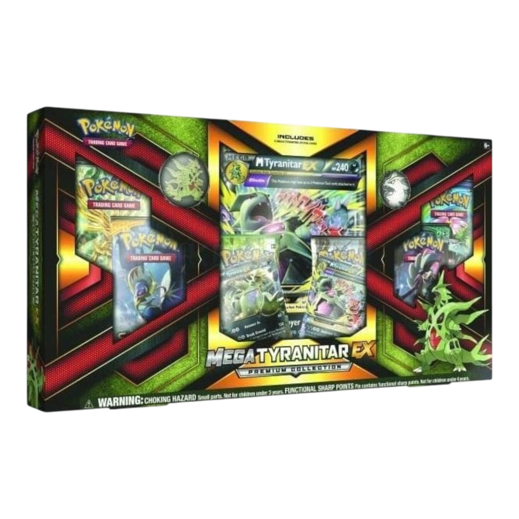 Pokémon Mega Tyranitar-EX Premium Collection 1 Pokémon Mega Tyranitar-EX collection with cards and accessories.