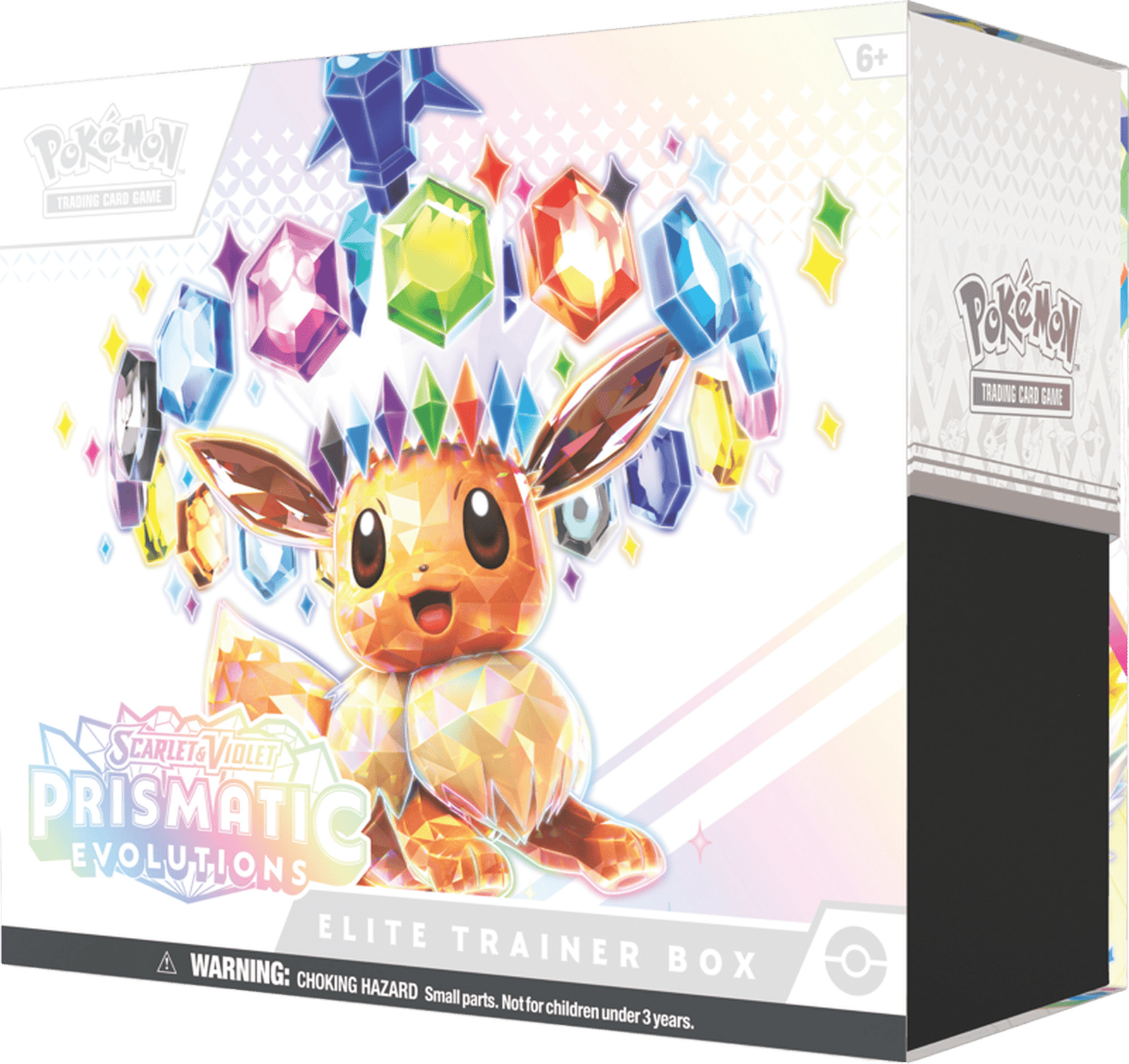 Pokémon Prismatic Evolutions Elite Trainer Box 1 Pokémon Prismatic Evolutions Elite Trainer Box with Eevee and colourful gems.