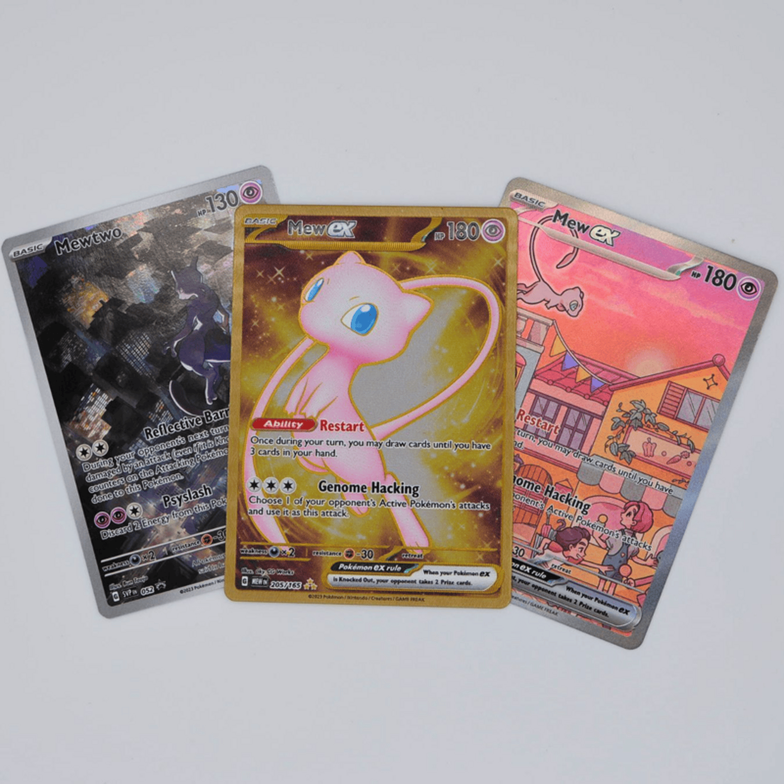 Pokémon Scarlet & Violet 151 Ultra Premium Collection 3 Three Pokémon Scarlet & Violet Mew ex cards from the Ultra Premium Collection.