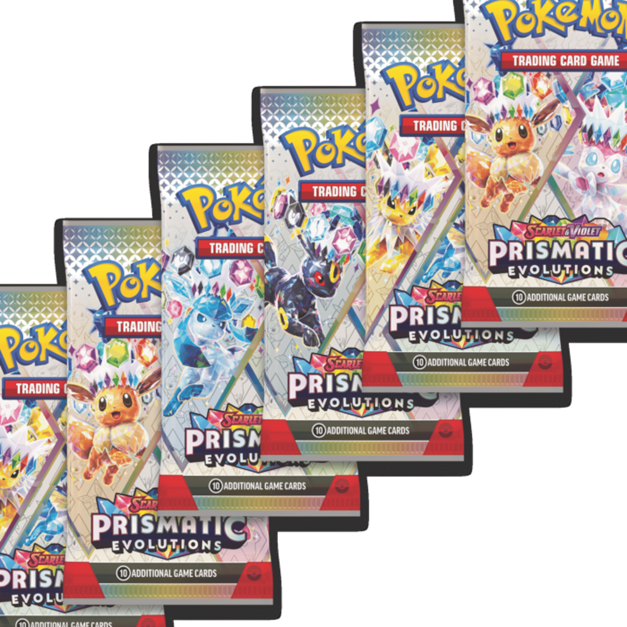 Pokémon Scarlet & Violet Prismatic Evolutions Booster Pack (10 Cards) 5 Pokémon Scarlet & Violet Prismatic Evolutions booster pack with 10 cards.