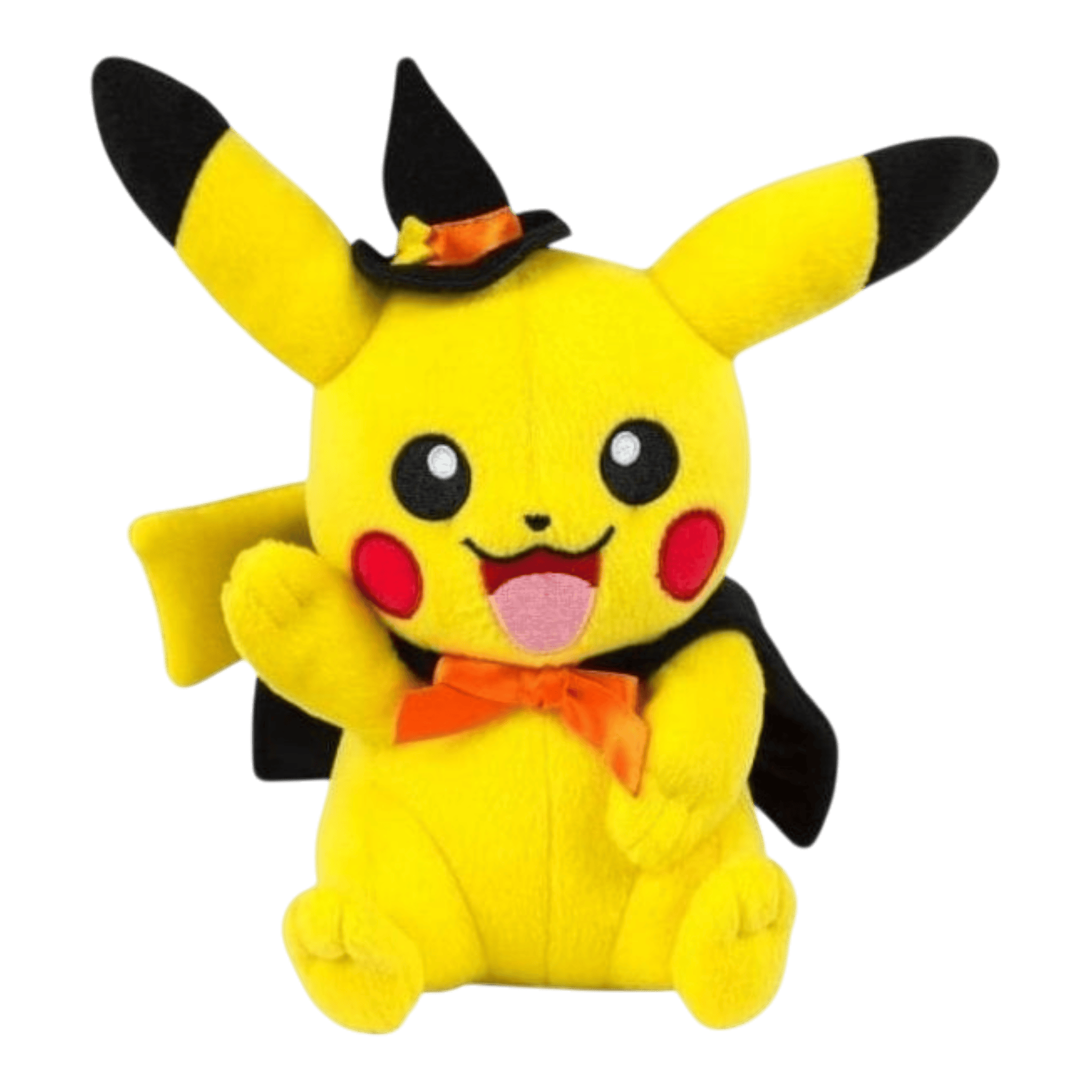 Pokémon Toy - 8-inch Plush Pikachu (Halloween) 1 Soft 8-inch Pikachu Halloween plush toy with witch hat, perfect for Pokémon fans.