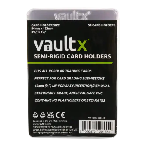 High-quality semi-rigid card holders for trading cards, designed for durability and archival safety.