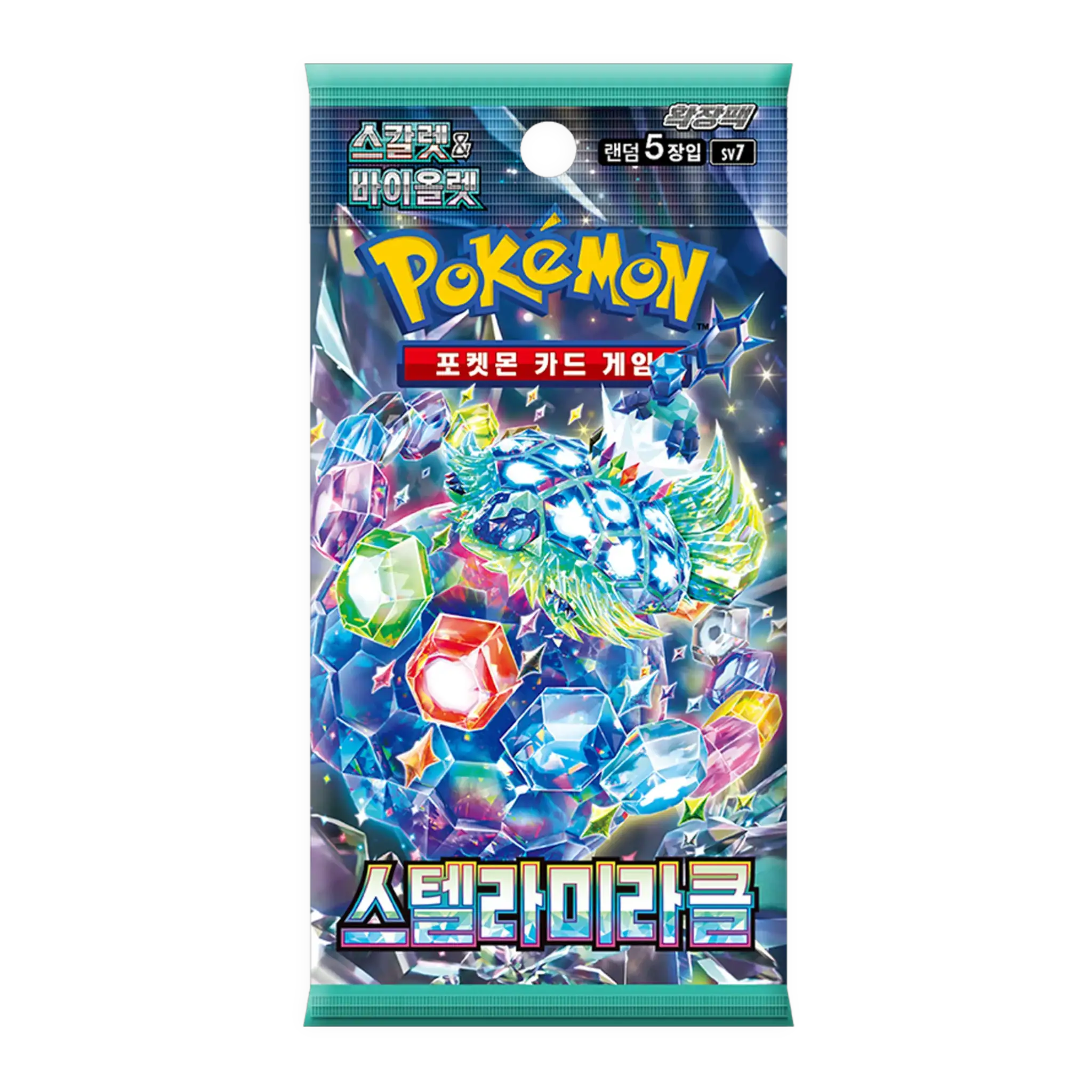Pokémon Stellar Miracle Korean Booster Pack (5 Cards) 1 Pokémon trading card game booster pack with shiny Pokémon and gems.