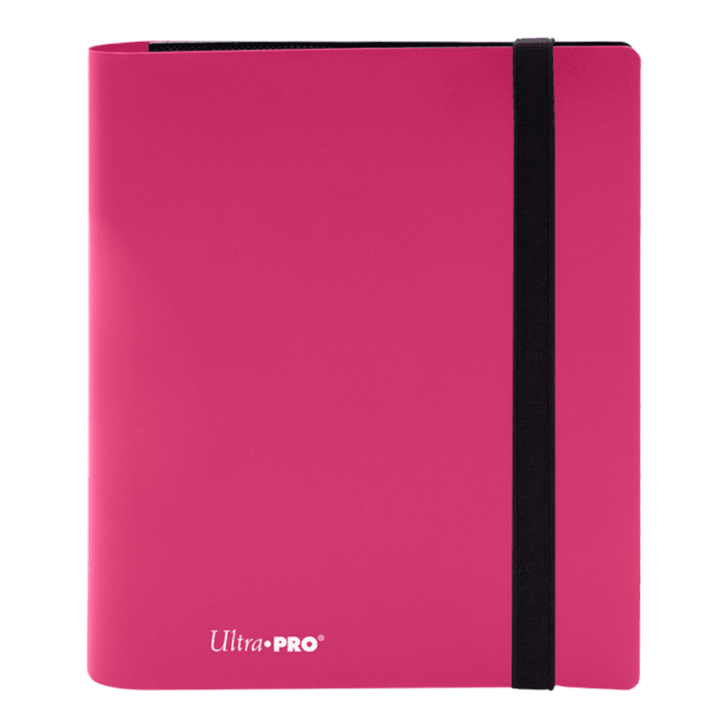 Ultra Pro 4-Pocket Pro-Binder Eclipse Hot Pink 2 Bright pink Ultra Pro 4-pocket pro-binder for trading cards, stylish and durable.