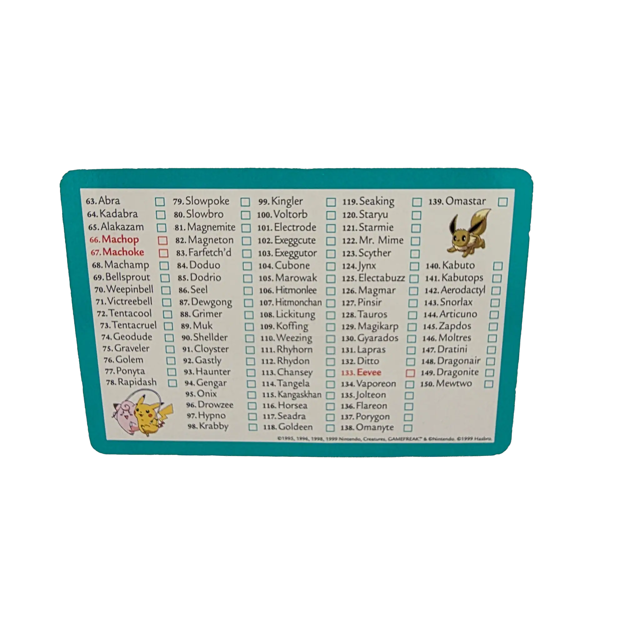Pokémon Junior Adventure Card Game - Checklist Card 2 Pokémon Junior Adventure Card Game - Checklist Card