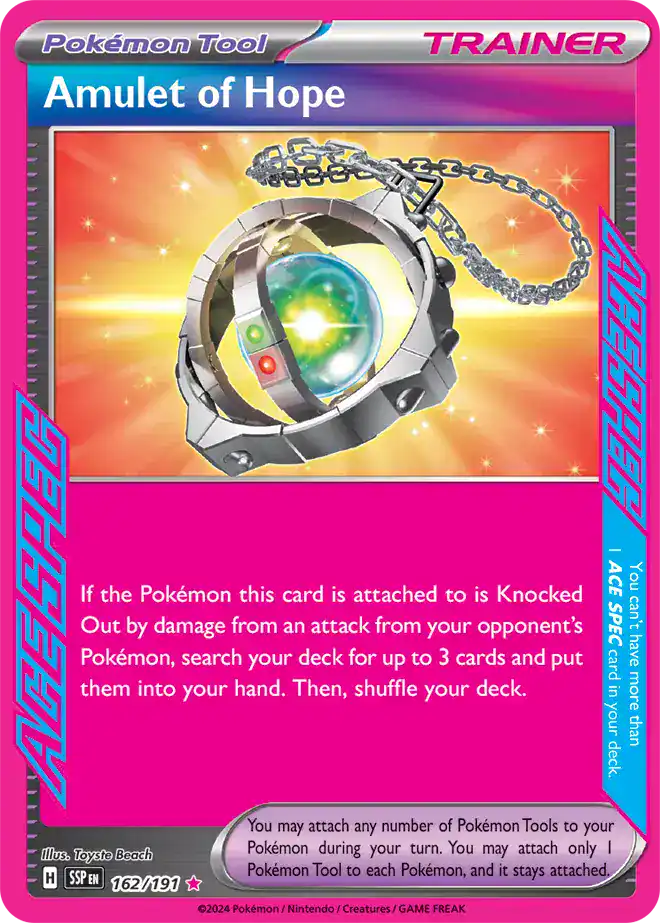 Amulet of Hope 162/191 - Holofoil - Near Mint – Surging Sparks – Single Pokémon Card 1 Amulet of Hope 162/191 - Holofoil - Near Mint – Surging Sparks – Single Pokémon Card