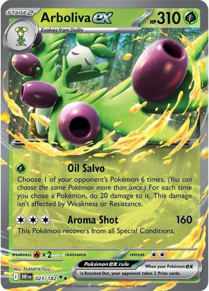 Arboliva ex 023/182 - Double Rare - Near Mint – Destined Rivals – Single Pokémon Card 1 Arboliva ex 023/182 - Double Rare - Near Mint – Destined Rivals – Single Pokémon Card
