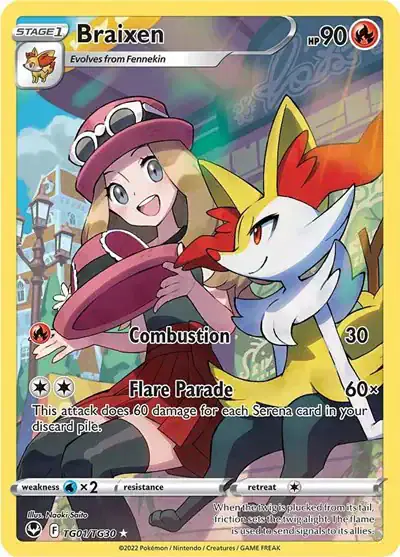 Braixen 1 - Holofoil - Near Mint – TG01/TG30 - Silver Tempest Trainer Gallery – Single Pokémon Card 1 Braixen 1 - Holofoil - Near Mint – TG01/TG30 - Silver Tempest Trainer Gallery – Single Pokémon Card