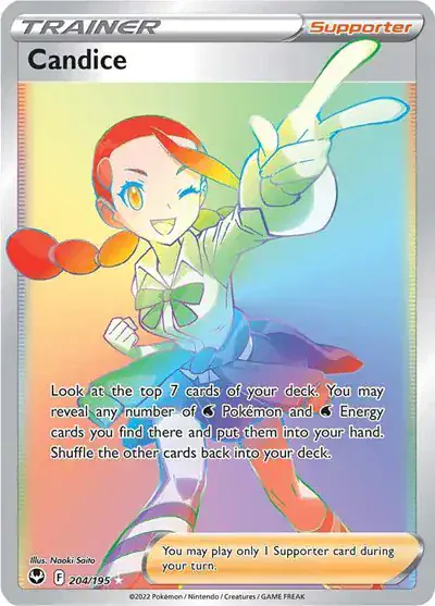 Candice (Secret) 204/195 - Holofoil - Near Mint – Silver Tempest – Single Pokémon Card 1 Candice (Secret) 204/195 - Holofoil - Near Mint – Silver Tempest – Single Pokémon Card