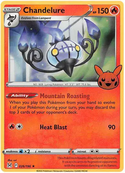 Chandelure 026/196 - Holofoil - Near Mint – Trick or Trade BOOster Bundle 2023 – Single Pokémon Card 1 Chandelure 026/196 - Holofoil - Near Mint – Trick or Trade BOOster Bundle 2023 – Single Pokémon Card