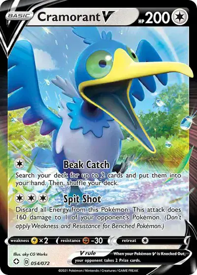 Cramorant V 054/072 - Holofoil - Near Mint – Shining Fates – Single Pokémon Card 1 Cramorant V 054/072 - Holofoil - Near Mint – Shining Fates – Single Pokémon Card