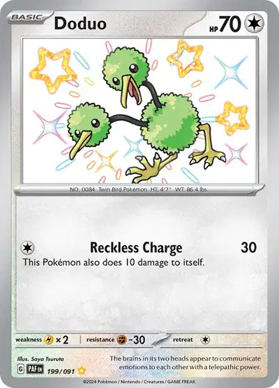 Doduo 199/091 - Secret Rare - Near Mint – Paldean Fates – Single Pokémon Card 1 Doduo 199/091 - Secret Rare - Near Mint – Paldean Fates – Single Pokémon Card