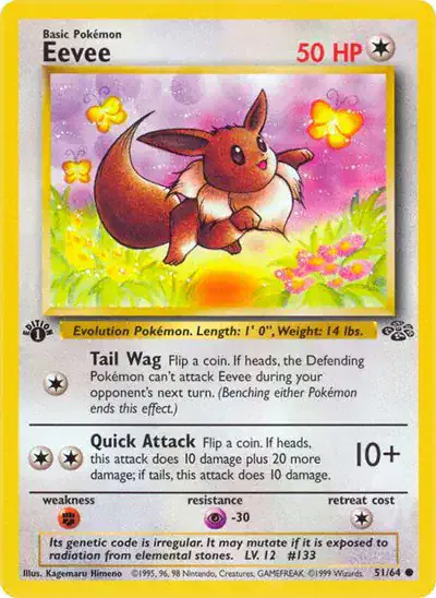 Eevee 51/64 - Unlimited - Near Mint – Jungle – Single Pokémon Card 1 Eevee 51/64 - Unlimited - Near Mint – Jungle – Single Pokémon Card