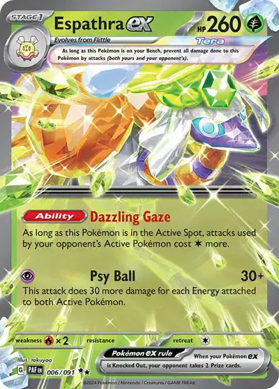 Espathra ex 006/091 - Holofoil - Near Mint – Paldean Fates – Single Pokémon Card 1 Espathra ex 006/091 - Holofoil - Near Mint – Paldean Fates – Single Pokémon Card