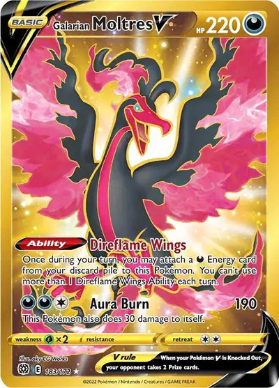 Galarian Moltres V (Secret) 183/172 - Ultra Rare - Near Mint – Brilliant Stars – Single Pokémon Card 1 Galarian Moltres V (Secret) 183/172 - Ultra Rare - Near Mint – Brilliant Stars – Single Pokémon Card