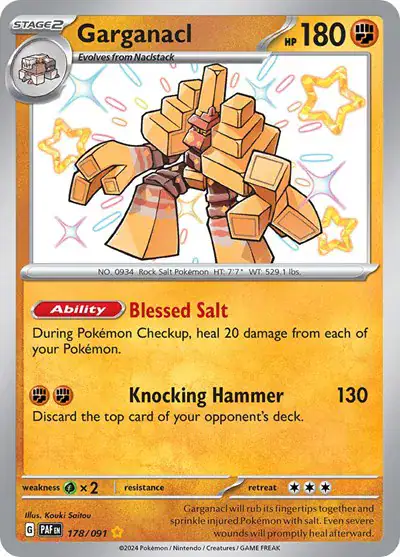 Garganacl 178/091 - Secret Rare - Near Mint – Paldean Fates – Single Pokémon Card 1 Garganacl 178/091 - Secret Rare - Near Mint – Paldean Fates – Single Pokémon Card