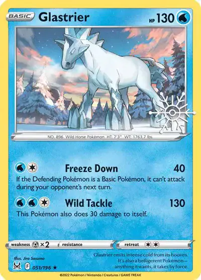 Glastrier 051/196 - Holofoil - Near Mint – Miscellaneous Cards & Products – Single Pokémon Card 1 Glastrier 051/196 - Holofoil - Near Mint – Miscellaneous Cards & Products – Single Pokémon Card