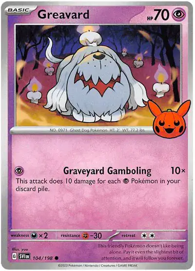 Greavard 104/198 - Normal - Near Mint – Trick or Trade BOOster Bundle 2023 – Single Pokémon Card 1 Greavard 104/198 - Normal - Near Mint – Trick or Trade BOOster Bundle 2023 – Single Pokémon Card