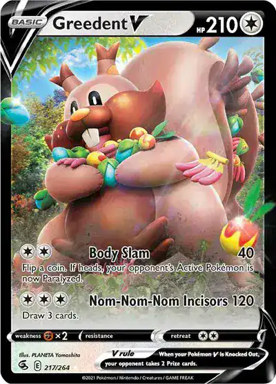 Greedent V 217/264 - Holofoil - Near Mint – Fusion Strike – Single Pokémon Card 1 Greedent V 217/264 - Holofoil - Near Mint – Fusion Strike – Single Pokémon Card