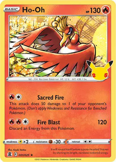 Ho-oh 001/025 - Holofoil - Near Mint – Celebrations – Single Pokémon Card 1 Ho-oh 001/025 - Holofoil - Near Mint – Celebrations – Single Pokémon Card