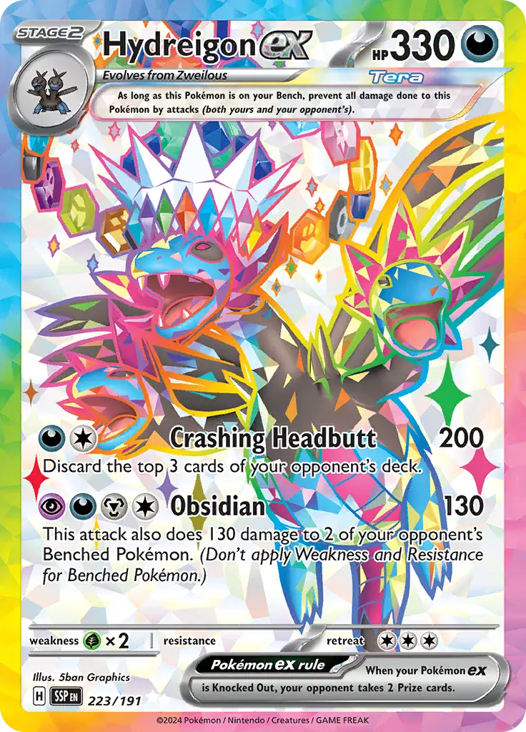 Hydreigon ex 223/191 - Ultra Rare - Near Mint – Surging Sparks – Single Pokémon Card 1 Hydreigon ex 223/191 - Ultra Rare - Near Mint – Surging Sparks – Single Pokémon Card