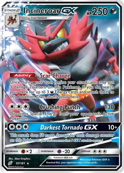 Incineroar GX 97/181 - Ultra Rare - Near Mint – Team Up – Single Pokémon Card 1 Incineroar GX 97/181 - Ultra Rare - Near Mint – Team Up – Single Pokémon Card