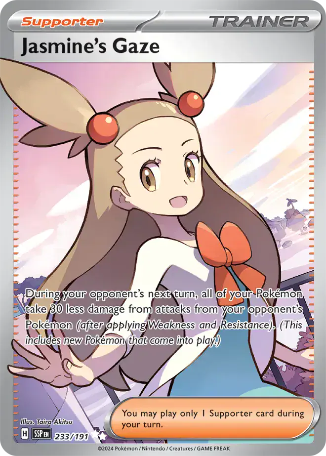 Jasmine's Gaze 233/191 - Ultra Rare - Near Mint – Surging Sparks – Single Pokémon Card 1 Jasmine's Gaze 233/191 - Ultra Rare - Near Mint – Surging Sparks – Single Pokémon Card