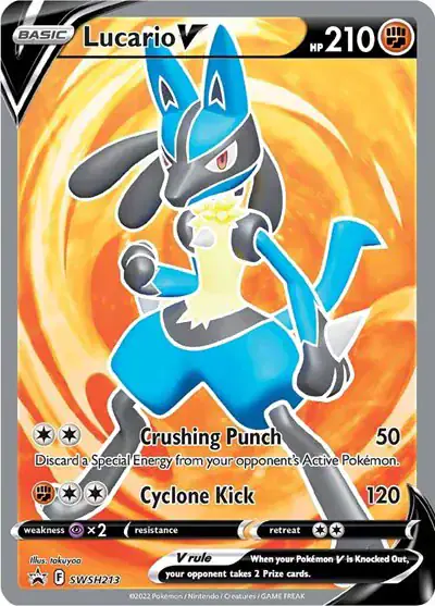 Lucario V SWSH213 - Promo - Near Mint – Sword & Shield Promos – Single Pokémon Card 1 Lucario V SWSH213 - Promo - Near Mint – Sword & Shield Promos – Single Pokémon Card