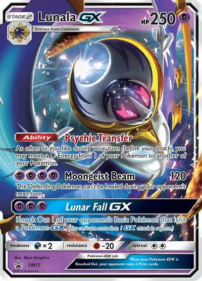 Lunala GX SM17 - Promo - Near Mint – Sun & Moon Promos – Single Pokémon Card 1 Lunala GX SM17 - Promo - Near Mint – Sun & Moon Promos – Single Pokémon Card