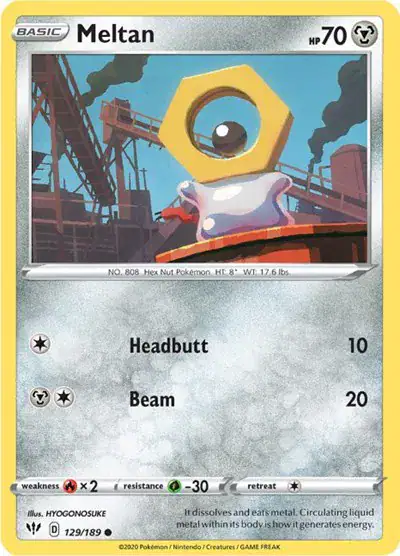 Meltan 129/189 - Reverse Holo - Near Mint – Darkness Ablaze – Single Pokémon Card 1 Meltan 129/189 - Reverse Holo - Near Mint – Darkness Ablaze – Single Pokémon Card