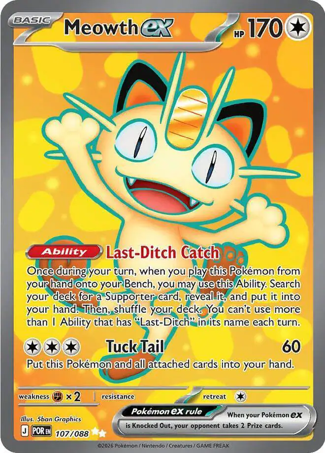 Meowth ex 107/088 - Ultra Rare - Near Mint – Perfect Order – Single Pokémon Card 1 Meowth ex 107/088 - Ultra Rare - Near Mint – Perfect Order – Single Pokémon Card