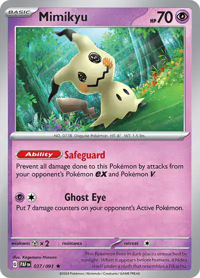 Mimikyu 037/091 - Holofoil - Near Mint – Paldean Fates – Single Pokémon Card 1 Mimikyu 037/091 - Holofoil - Near Mint – Paldean Fates – Single Pokémon Card