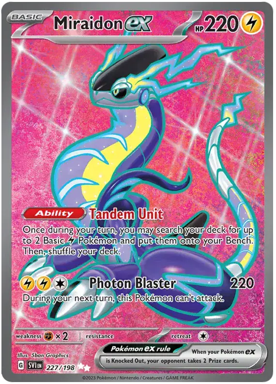 Miraidon ex 227/198 - Ultra Rare - Near Mint – Scarlet & Violet Base Set – Single Pokémon Card 1 Miraidon ex 227/198 - Ultra Rare - Near Mint – Scarlet & Violet Base Set – Single Pokémon Card