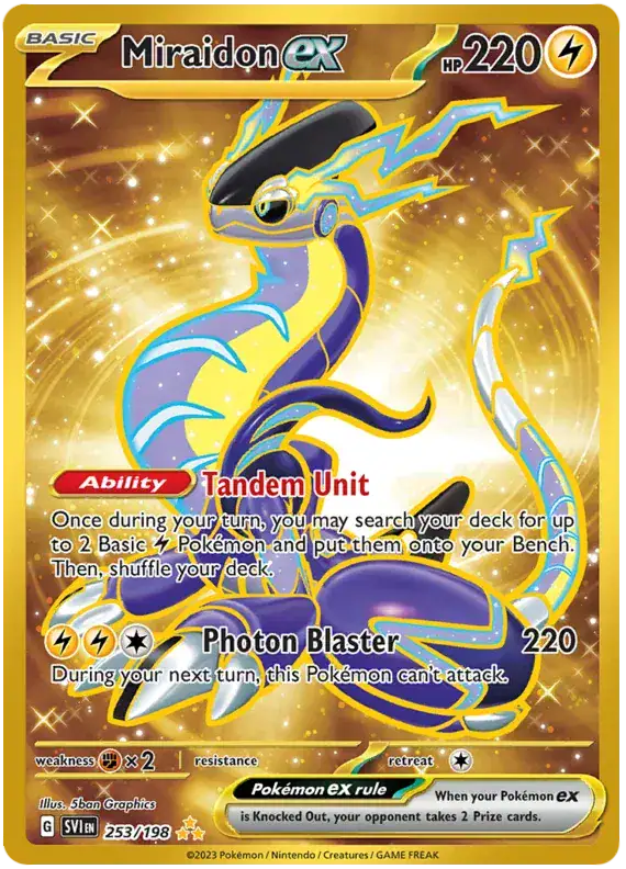 Miraidon ex 253/198 - Hyper Rare - Near Mint – Scarlet & Violet Base Set – Single Pokémon Card 1 Miraidon ex 253/198 - Hyper Rare - Near Mint – Scarlet & Violet Base Set – Single Pokémon Card