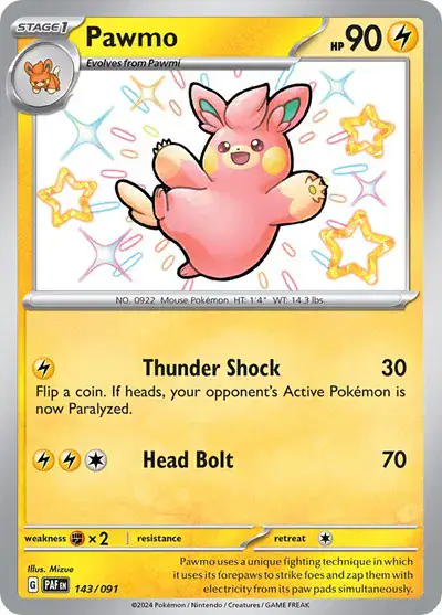Pawmo 143/091 - Secret Rare - Near Mint – Paldean Fates – Single Pokémon Card 1 Pawmo 143/091 - Secret Rare - Near Mint – Paldean Fates – Single Pokémon Card